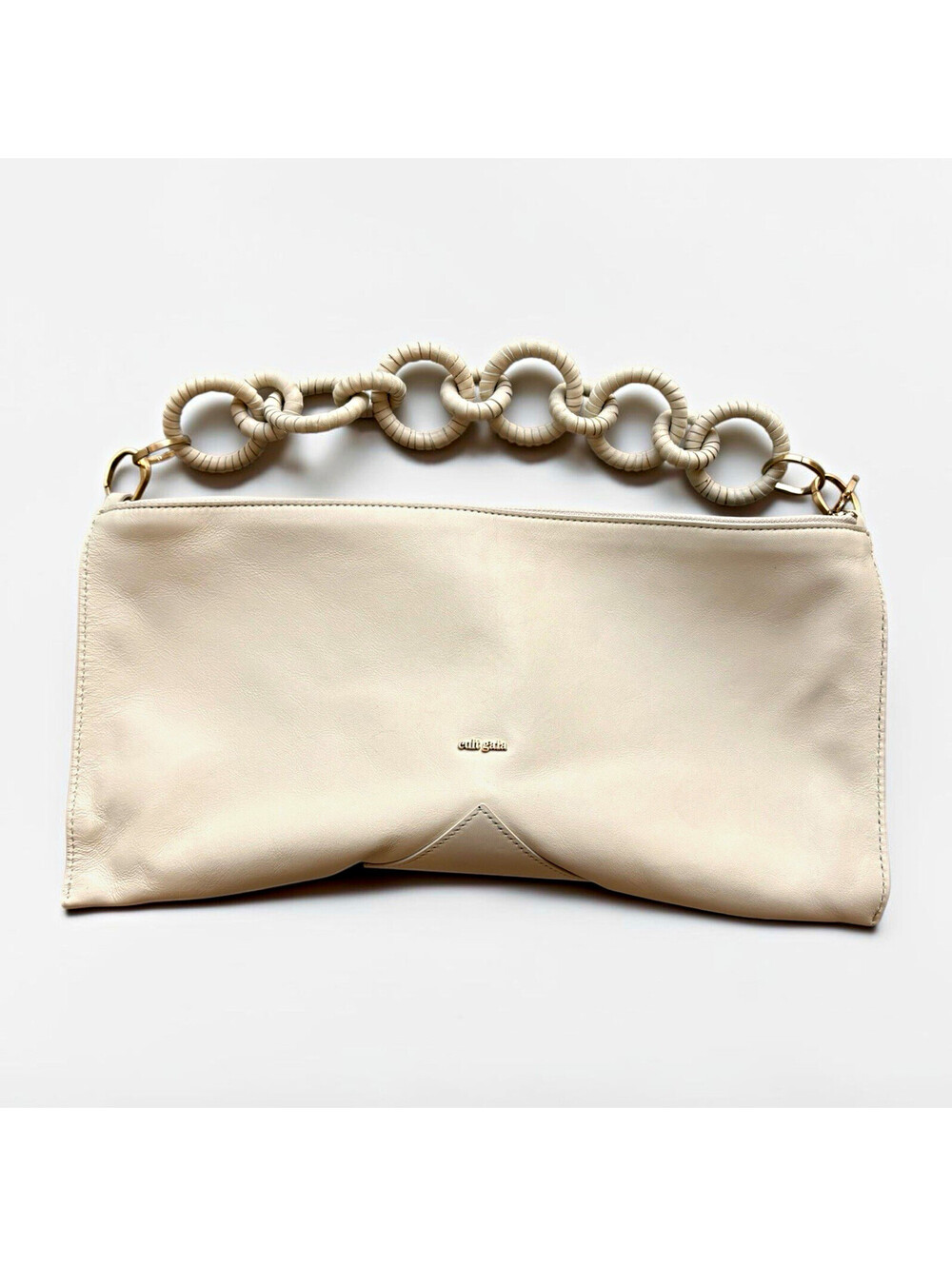 Cult Gaia Mini Hera Ring Leather Shoulder Bag - Cream / Off-White - Excellent